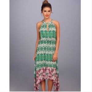 BCBGMaxAzria Keelie Blocked-Print Halter Dress